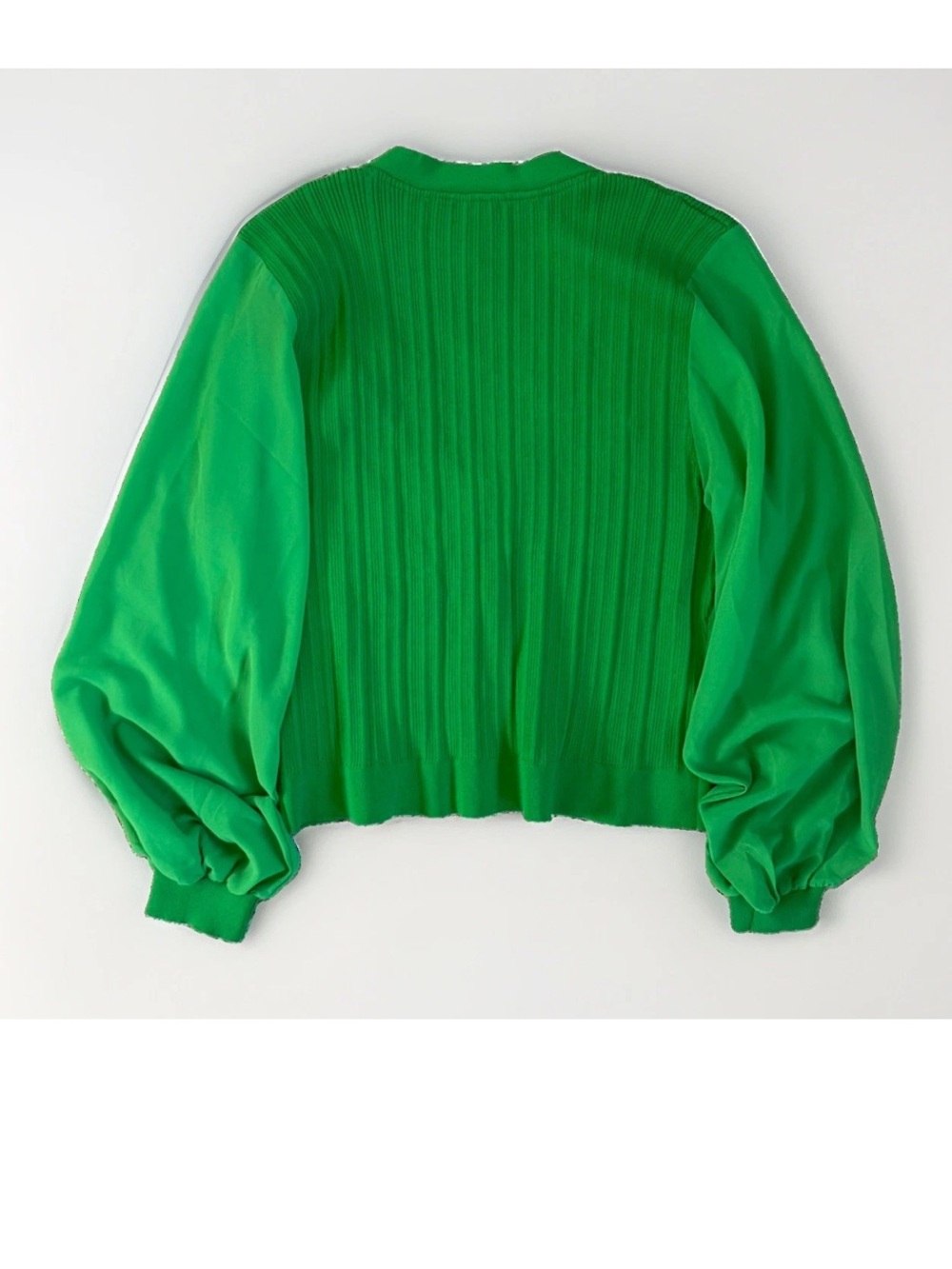Karen Millen Green Plissé Rib Knit Cardigan Gold Button V-Neck Sweater NWT XXXL - Picture 9 of 12